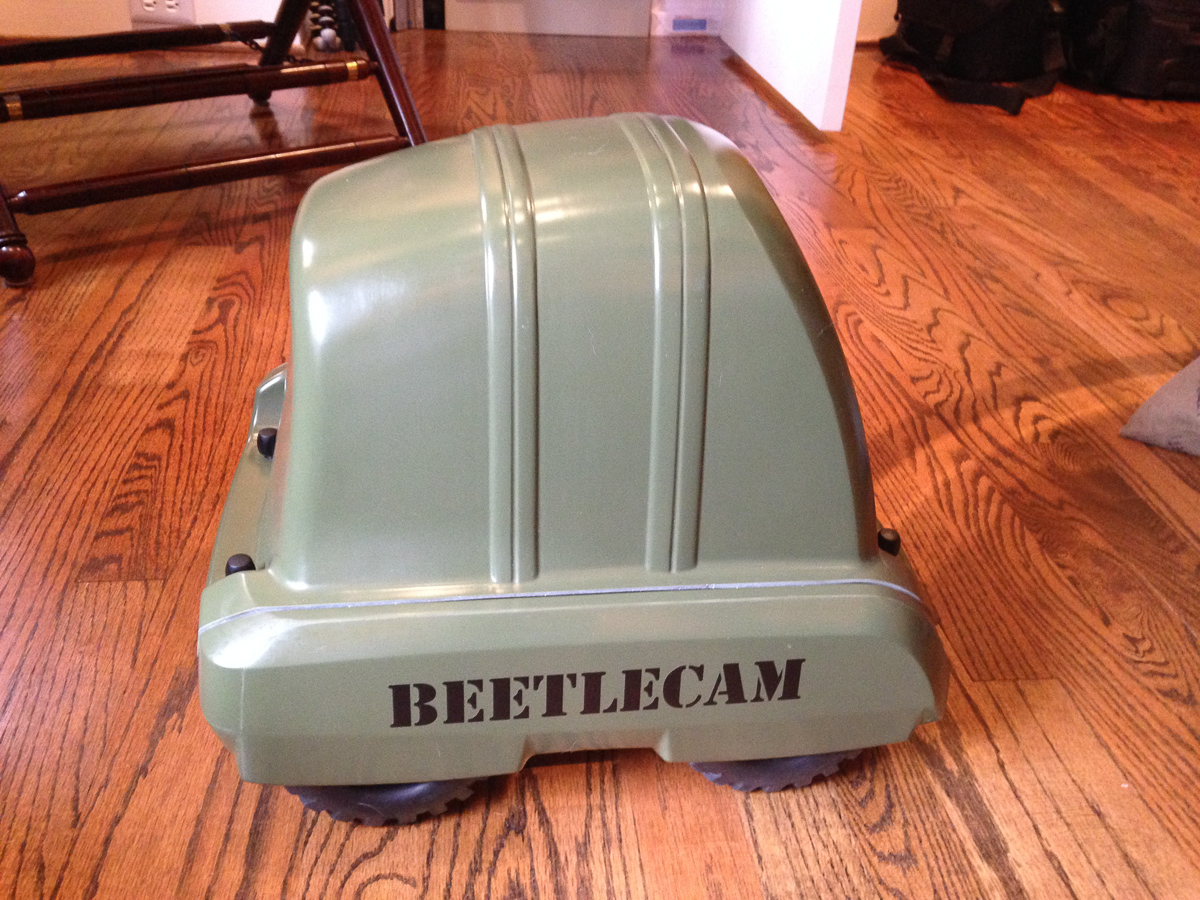 The BeetleCam is a remote-controlled buggy that is used for photographing anything from a ground-level perspective.  This the most unique, enjoyable photographic accessory I can imagine – well worth the hassles of air travel with it (size, bulk, TSA security inspections/questions, etc)! And the photos that result are phenomenal – closeness and perspective not achievable unless one risks his life.  